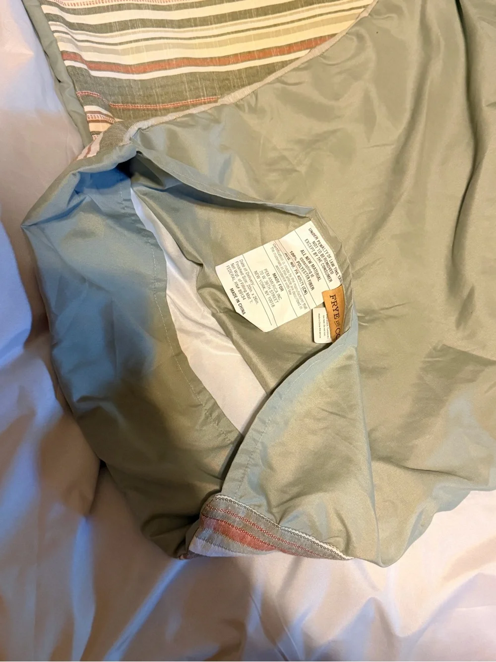 Frye & Co. Striped Cotton Quilted Pillow Shams Set of 2 Sage Green Rustic